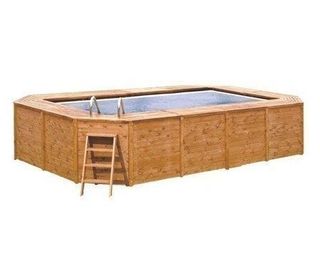 Escalera exterior de madera para piscina