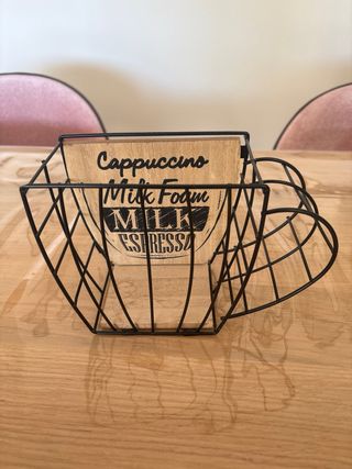 Porta cápsulas café metal y madera