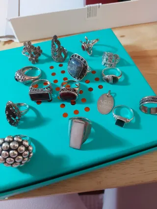 Lote  14 Anillos Plata 925 , 1 alianza, una medall