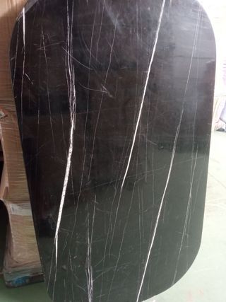 Mesa de Comedor de Cristal Efecto Mármol Negro