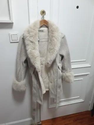 Chaquetón pelo Coco beige/blanco