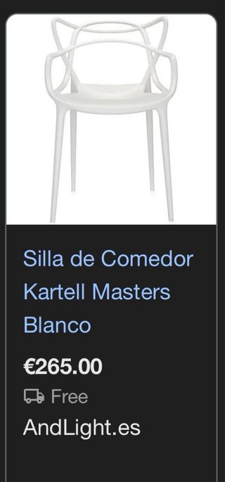 Silla blanca de diseño estilo Kartell -tipo Master