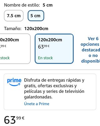 Topper para colchones de 120 x 200 cm