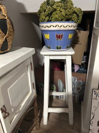 Taburete rústico vintage blanco