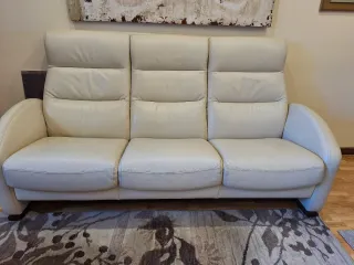 Sofá 3 Plazas Piel Reclinable Kougar Beige