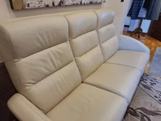 Sofá 3 Plazas Piel Reclinable Kougar Beige