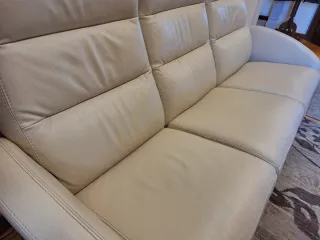 Sofá 3 Plazas Piel Reclinable Kougar Beige