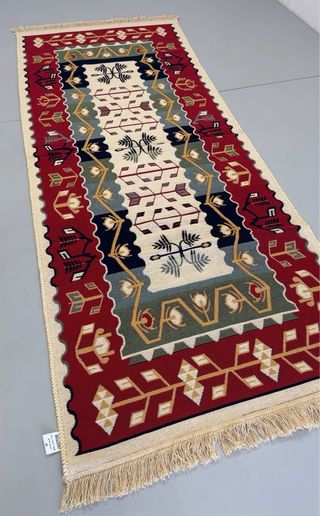 Alfombra Kilim Algodón Étnica 80x200 cm