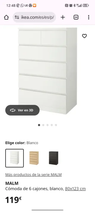 Cómoda MALM 6 cajones blanca Ikea