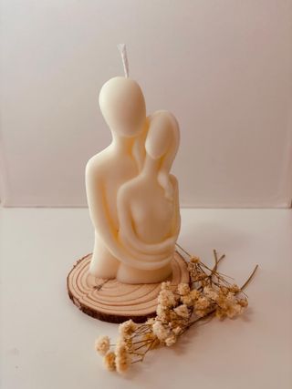 Vela Enamorados Beige/Blanco