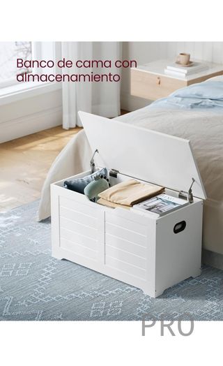 Puf con almacenaje, banco con 2 bisagras de seguridad