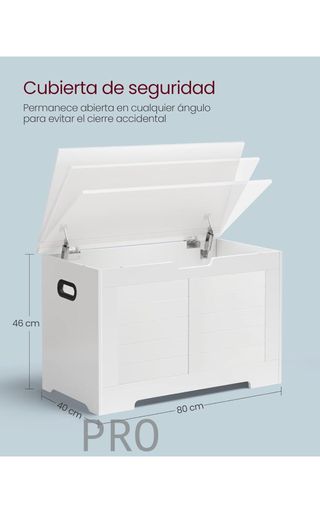 Puf con almacenaje, banco con 2 bisagras de seguridad