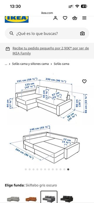 Sofá Cama Chaise Longue Beige IKEA.