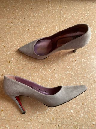 Zapatos de tacón gris, talla 39, 8cm