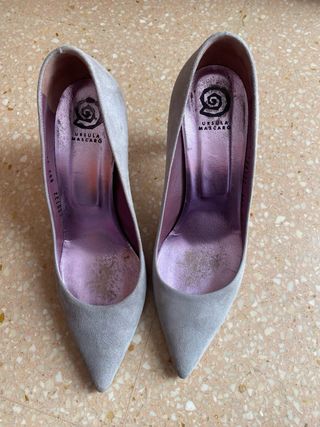 Zapatos de tacón gris, talla 39, 8cm