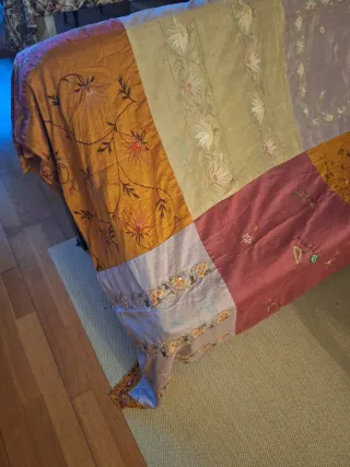 Colcha seda nueva magnifica artesania