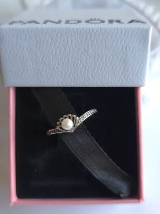 Anillo Pandora Princesa Ariel Perla Plata