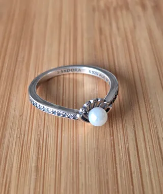 Anillo Pandora Princesa Ariel Perla Plata