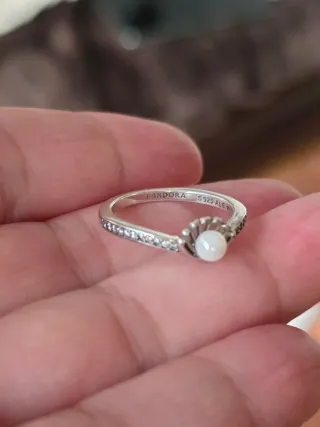 Anillo Pandora Princesa Ariel Perla Plata