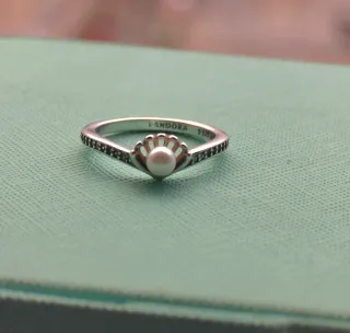 Anillo Pandora Princesa Ariel Perla Plata