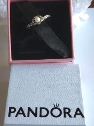 Anillo Pandora Princesa Ariel Perla Plata