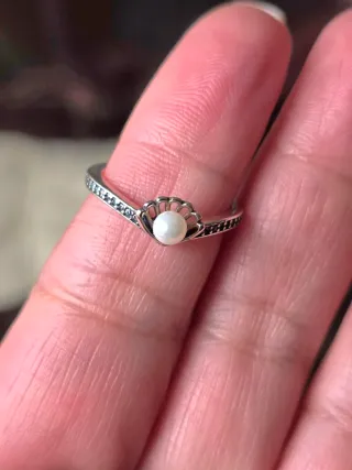 Anillo Pandora Princesa Ariel Perla Plata