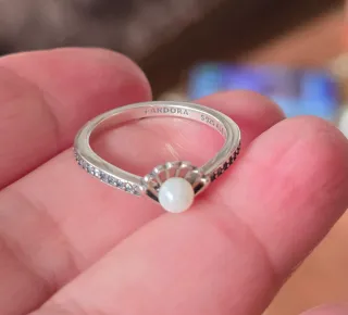 Anillo Pandora Princesa Ariel Perla Plata