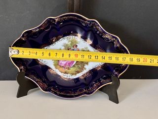 🇫🇷 Limoges bandeja Porcelana Azul y Oro