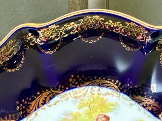 🇫🇷 Limoges bandeja Porcelana Azul y Oro