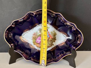 🇫🇷 Limoges bandeja Porcelana Azul y Oro
