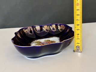 🇫🇷 Limoges bandeja Porcelana Azul y Oro