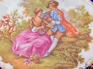 🇫🇷 Limoges bandeja Porcelana Azul y Oro