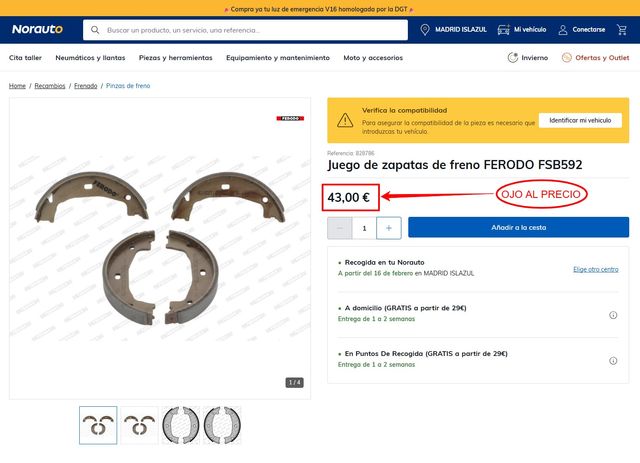 Zapatas de Freno de Mano BMW y ALFA Ferodo FSB592