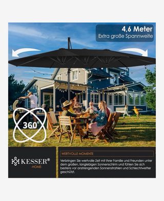 Sombrilla Kesser 4,6m x 2,7m Negra - NUEVA