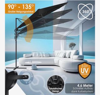 Sombrilla Kesser 4,6m x 2,7m Negra - NUEVA