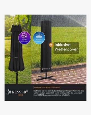 Sombrilla Kesser 4,6m x 2,7m Negra - NUEVA