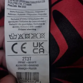 Disfraz Spiderman Talla 2-3 años