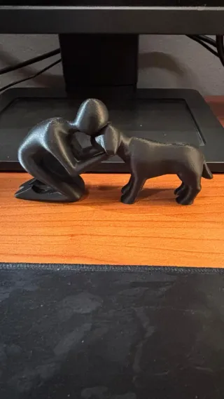 Statuetta Uomo e Cane Nero - Ottime condizioni