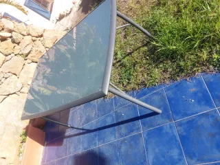 Mesa exterior cristal y metal 170x72x100