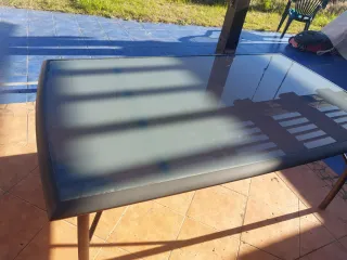 Mesa exterior cristal y metal 170x72x100