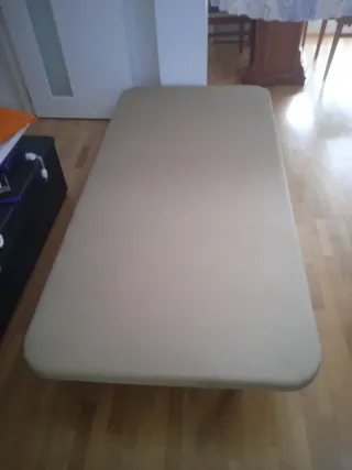 Somier tapizado beige y negro