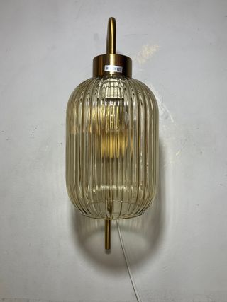 Lampada parete ottone/vetro ambra