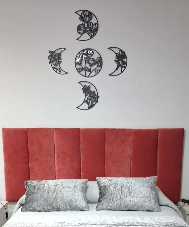 Cabecero de cama coral terciopelado