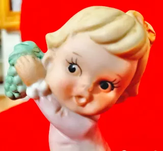 Statuina Capodimonte vintage bambina con cane