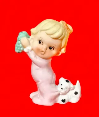 Statuina Capodimonte vintage bambina con cane