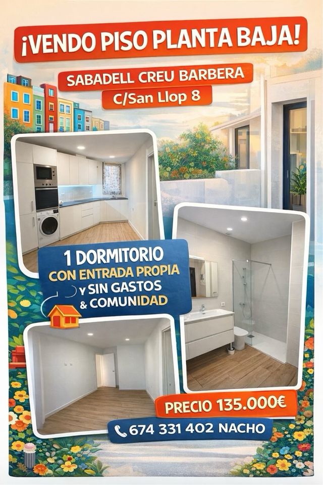 PLANTA BAJA EN VENTA 1 DORM CREU BARBERA