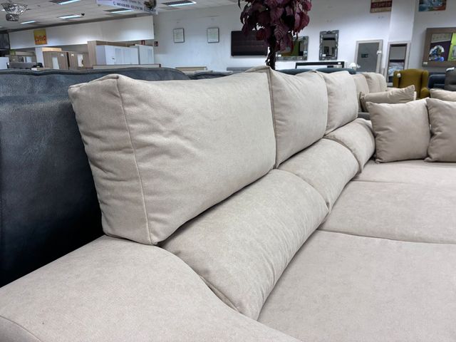 Sofá chaise longue tela beige/gris NUEVO