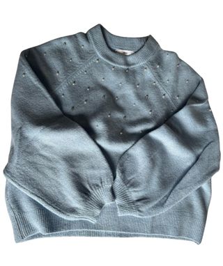 Jersey Mango azul claro con perlas Talla M