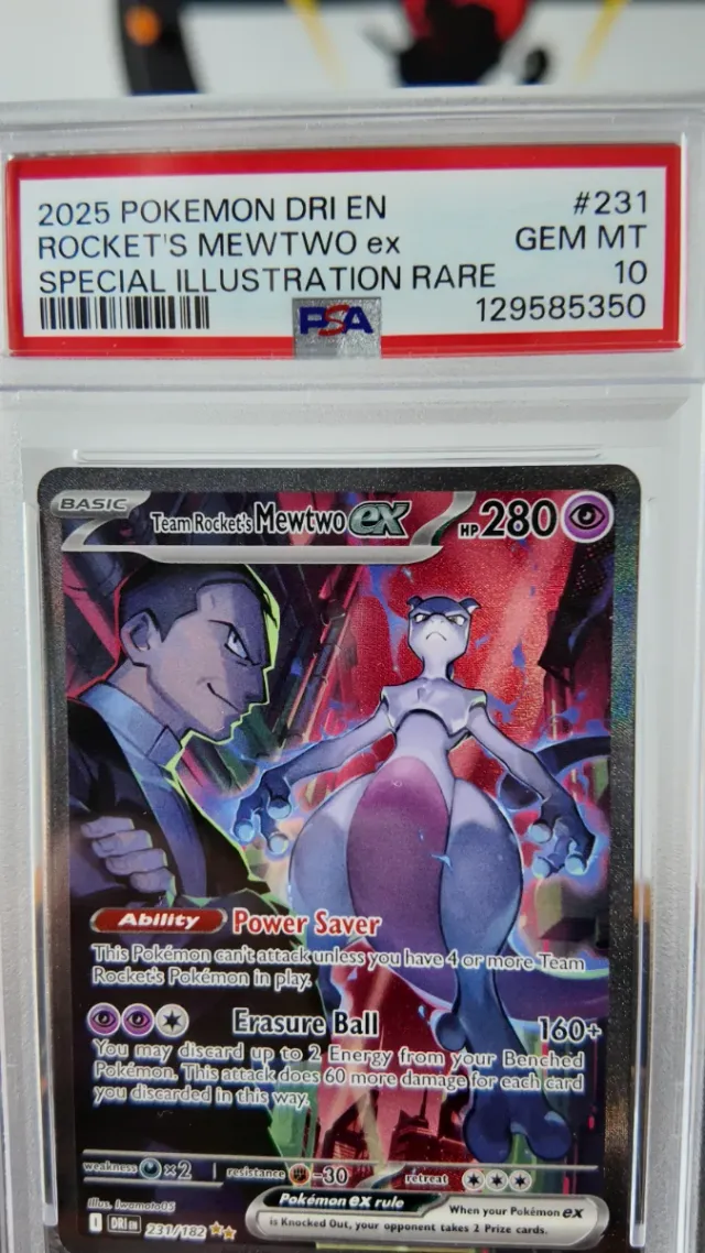 Carta Pokémon Mewtwo EX Team Rocket PSA 10, Inglés