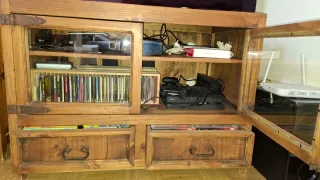 Mueble TV madera y cristal